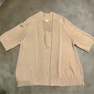 J. Crew Light Camel Tan Short-Sleeve Chunky Knit Cardigan